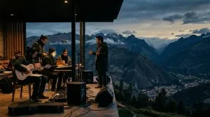 Artists in Andean landscape